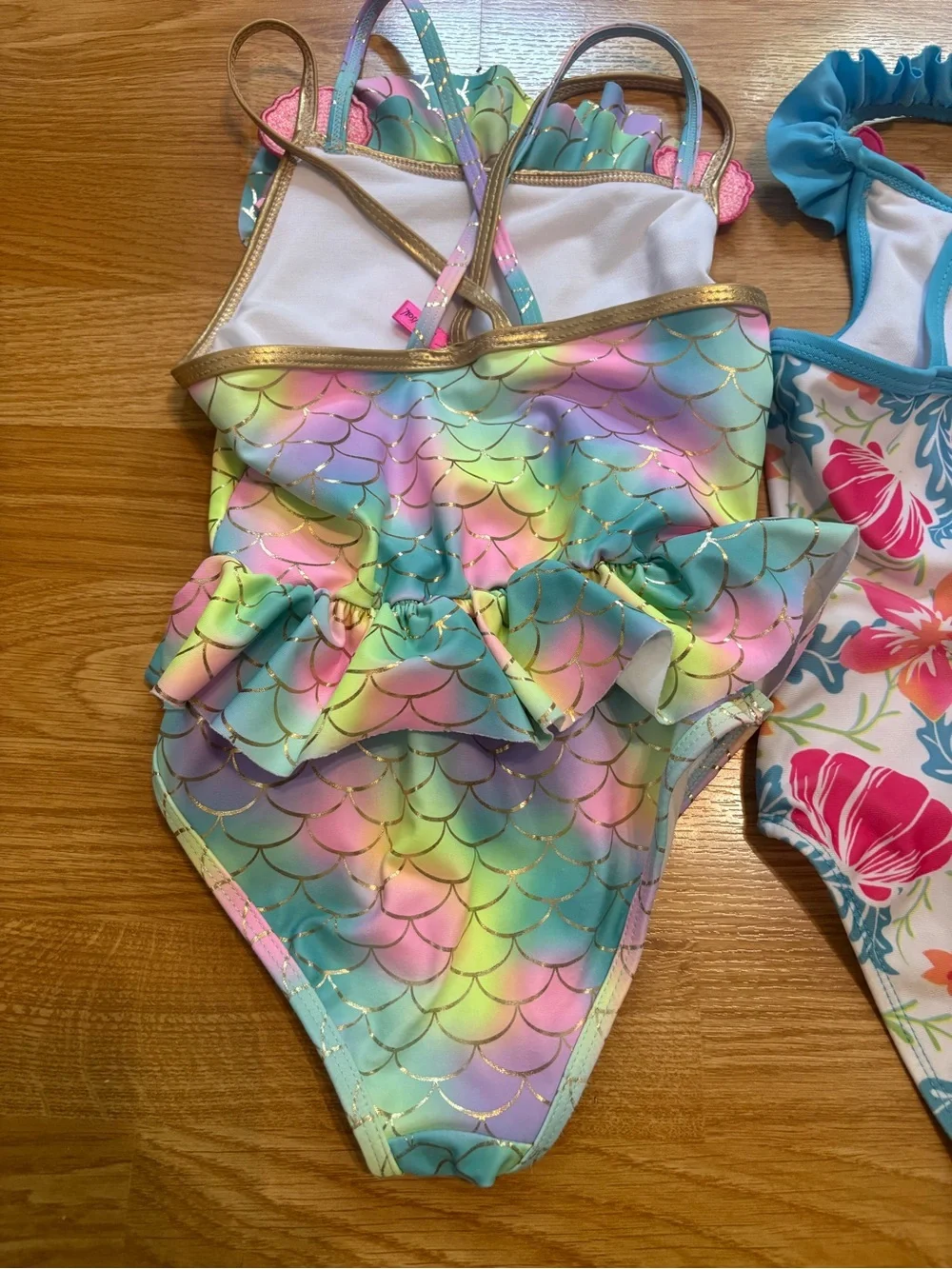 Girls size 6X (2) One-Piece Swimsuit, Betsy Johnson, Disney’s Little Mermaid